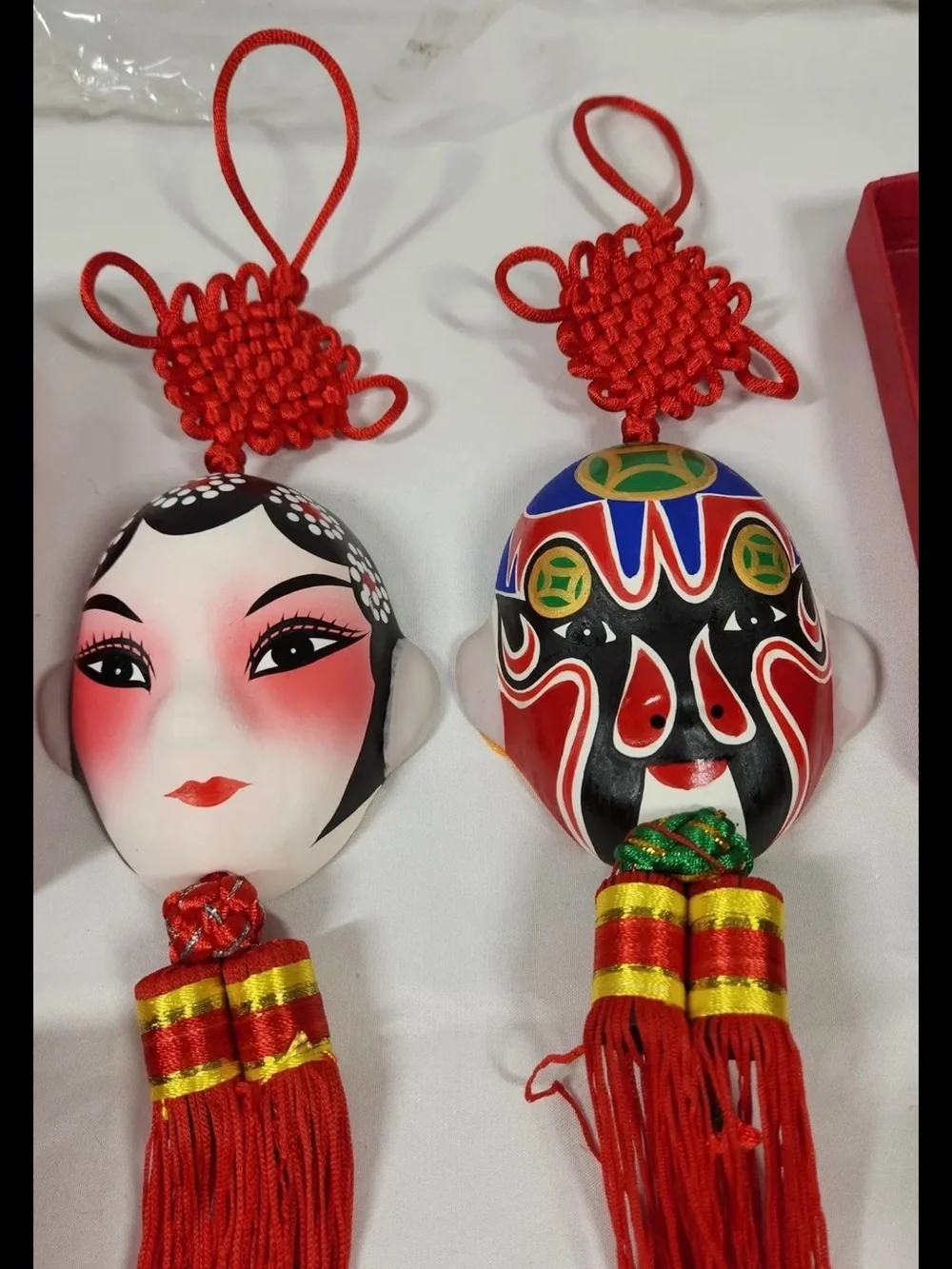 Red Decorative Chinese Opera Face Mask Ornaments - Set by